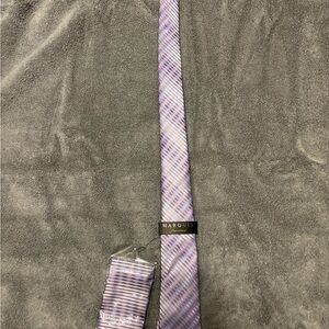 Marquis Purple Striped Men's Tie & hanky set